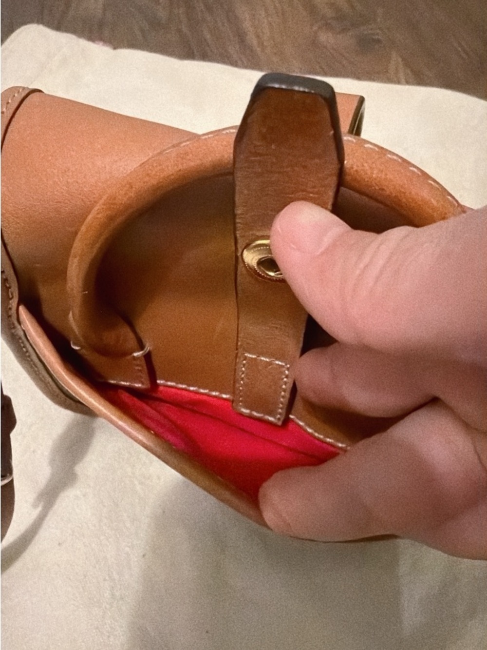 Dooney & Bourke Tan and Gray Leather Crossbody with Gold Hardware - Picture 6 of 8